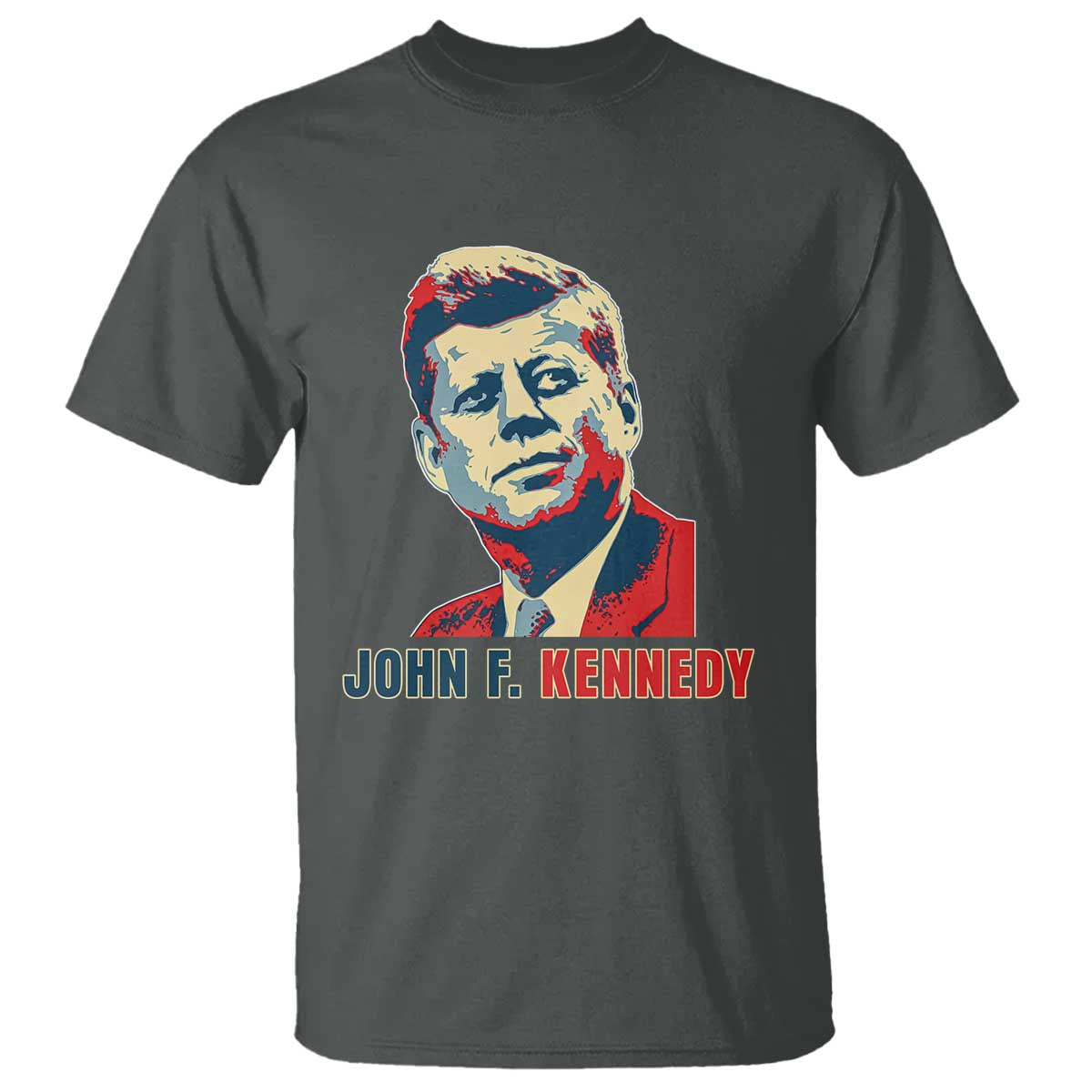 John F Kennedy American Flag US President T Shirt TS14 Dark Heather Print Your Wear