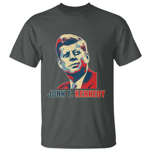 John F Kennedy American Flag US President T Shirt TS14 Dark Heather Print Your Wear