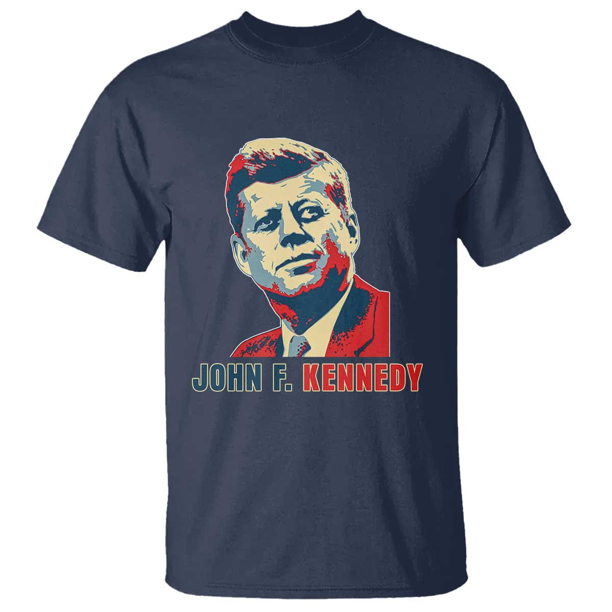 John F Kennedy American Flag US President T Shirt TS14 Navy Print Your Wear