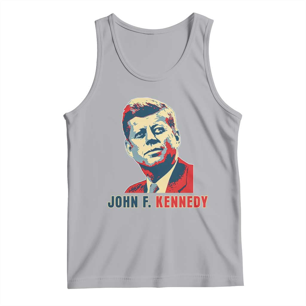 John F Kennedy American Flag US President Tank Top TS14 Athletic Heather Print Your Wear