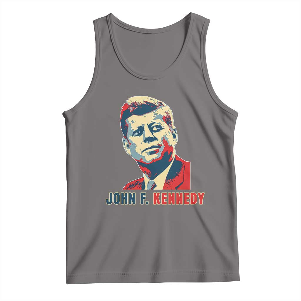 John F Kennedy American Flag US President Tank Top TS14 Deep Heather Print Your Wear