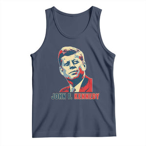 John F Kennedy American Flag US President Tank Top TS14 Navy Print Your Wear
