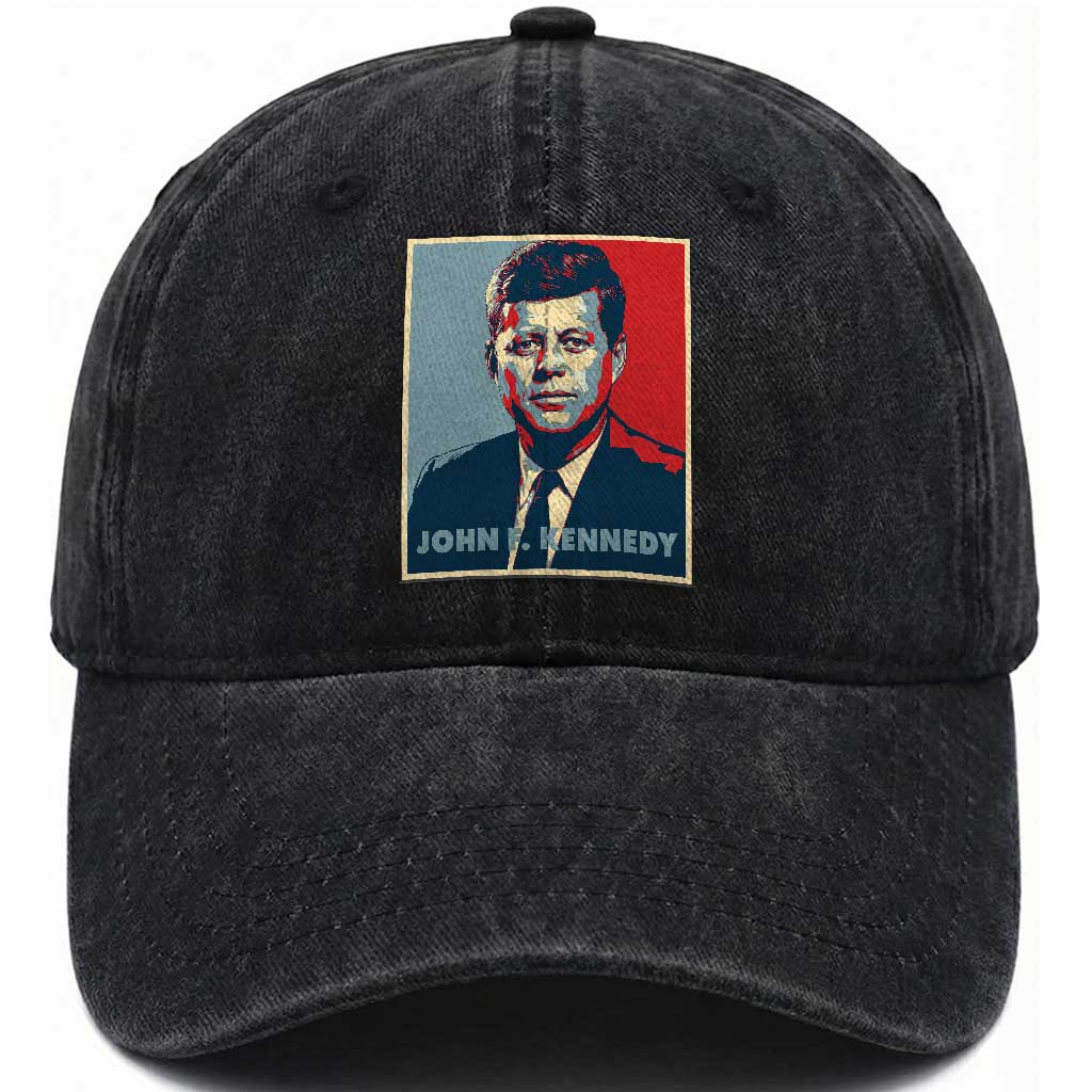 John F Kennedy Washed Cotton Baseball Cap American President History US Presidential Leader TS14 Washed Cap Universal Fit Black Print Your Wear