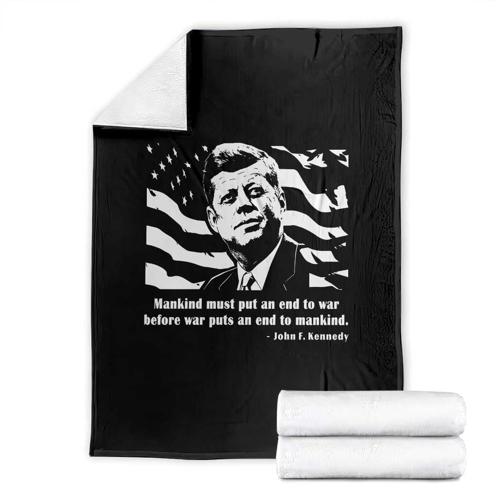 John F Kennedy Quote Throw Blanket American Flag US President TS14 Black Print Your Wear