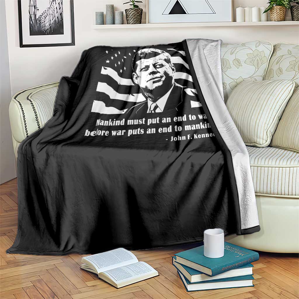 John F Kennedy Quote Throw Blanket American Flag US President TS14 Print Your Wear