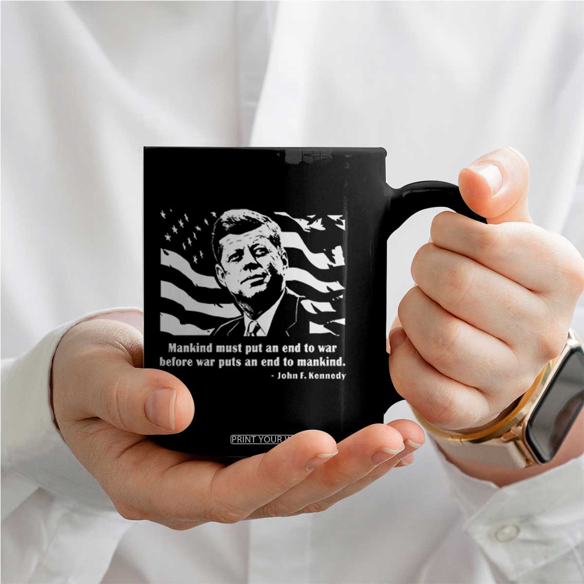 John F Kennedy Quote Coffee Mug American Flag US President TS14 Print Your Wear