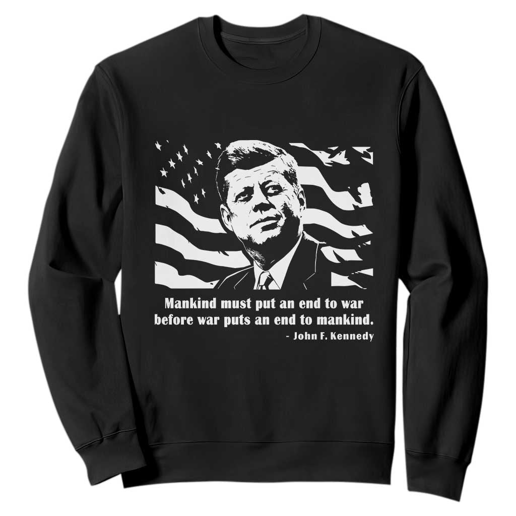 John F Kennedy Quote Sweatshirt American Flag US President TS14 Black Print Your Wear