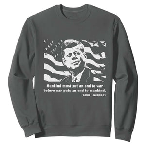 John F Kennedy Quote Sweatshirt American Flag US President TS14 Dark Heather Print Your Wear