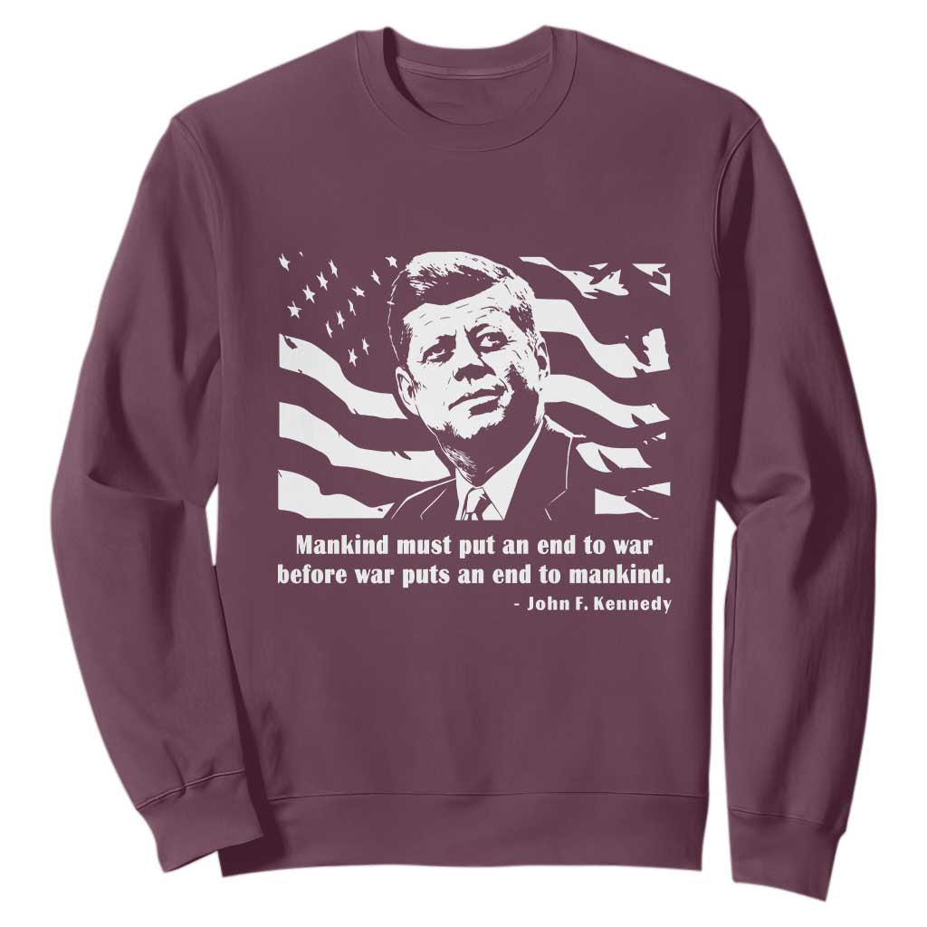 John F Kennedy Quote Sweatshirt American Flag US President TS14 Maroon Print Your Wear