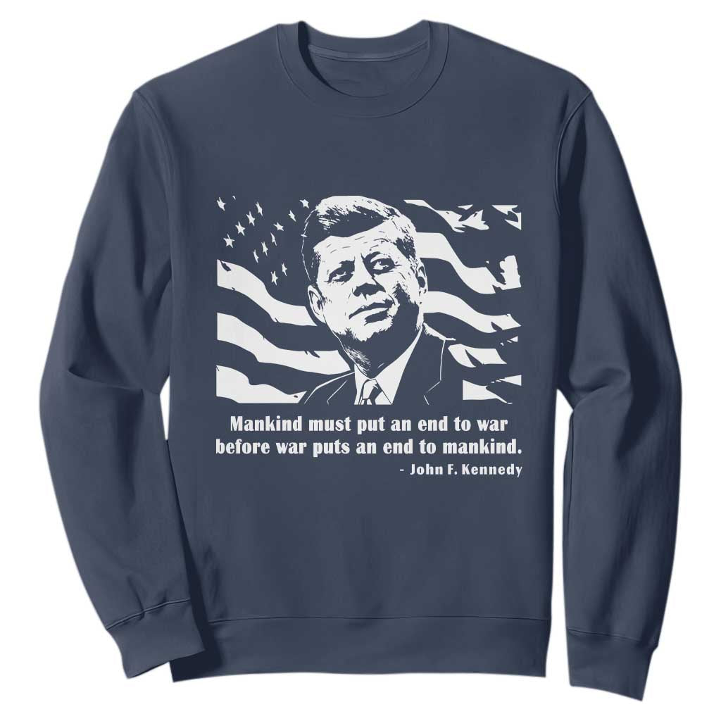 John F Kennedy Quote Sweatshirt American Flag US President TS14 Navy Print Your Wear