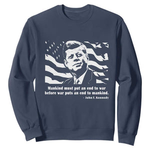 John F Kennedy Quote Sweatshirt American Flag US President TS14 Navy Print Your Wear