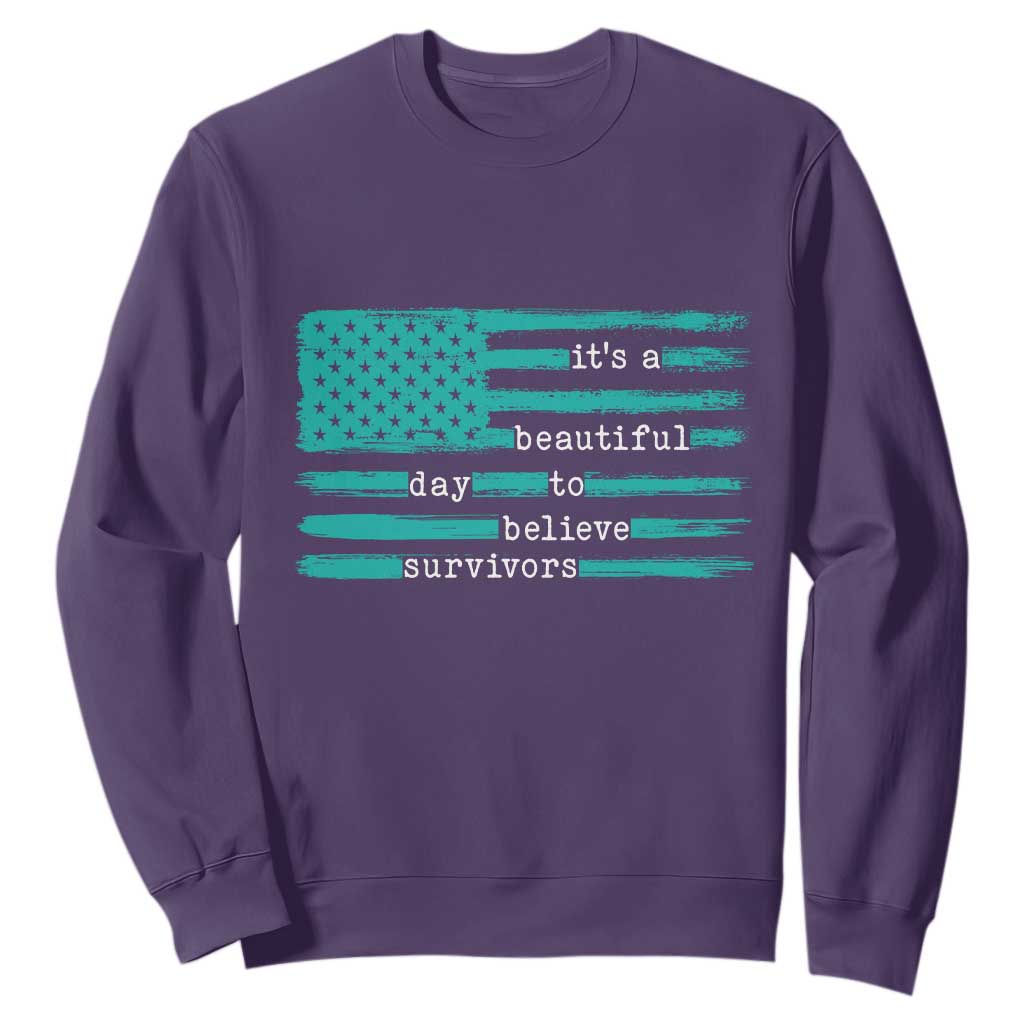 Sexual Assault Awareness Sweatshirt It's a Beautiful Day To Believe Survivors TS14 Purple Print Your Wear