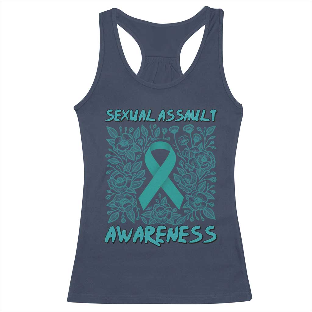 Sexual Assault Awareness Month Racerback Tank Top TS14 Navy Print Your Wear