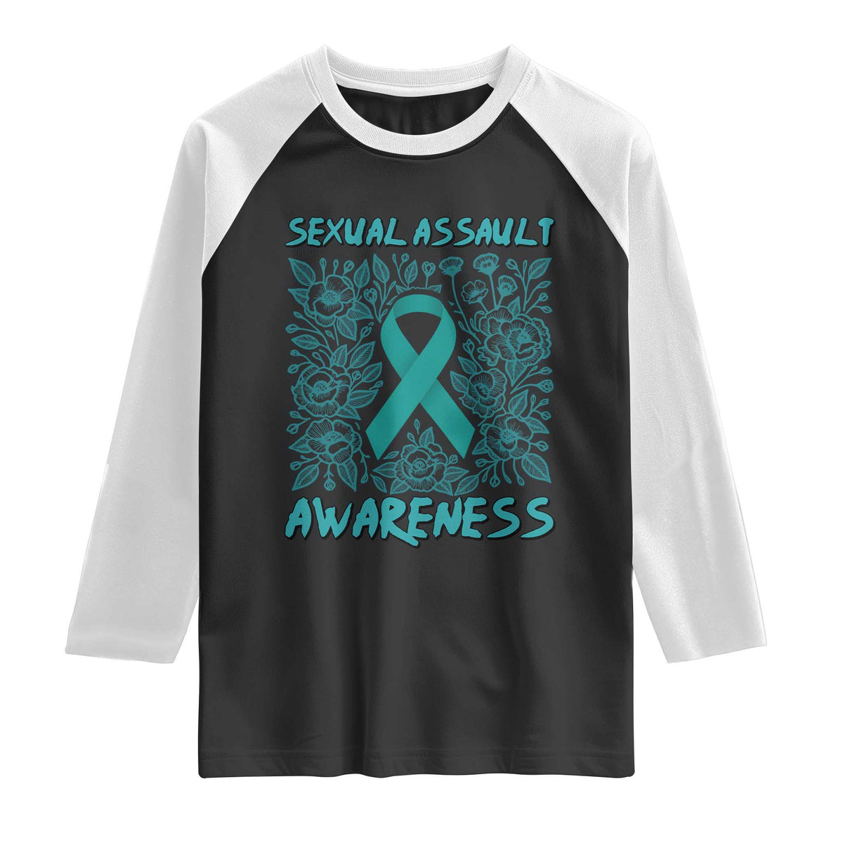 Sexual Assault Awareness Month Raglan Shirt TS14 Black White Print Your Wear
