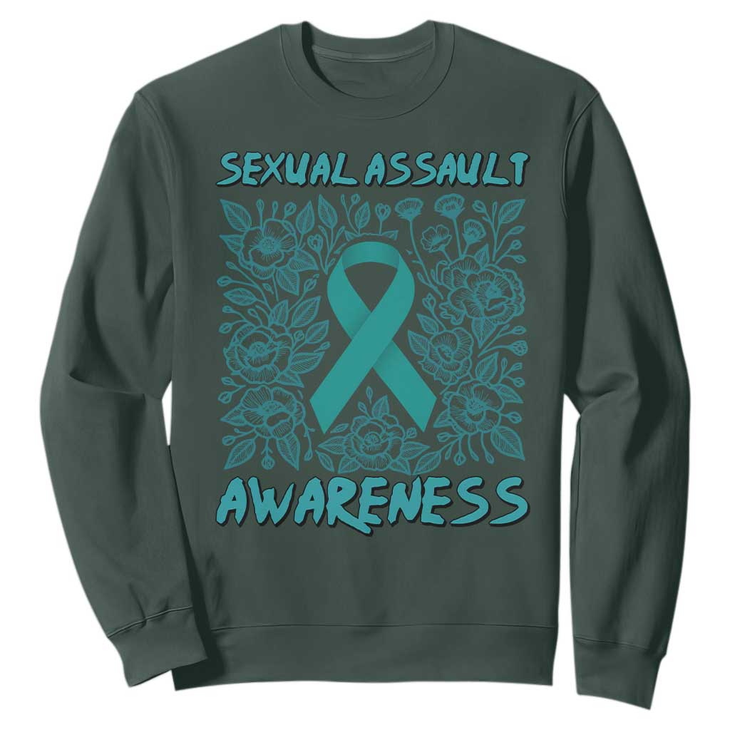Sexual Assault Awareness Month Sweatshirt TS14 Dark Forest Green Print Your Wear