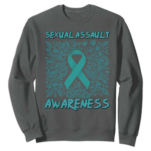Sexual Assault Awareness Month Sweatshirt TS14 Dark Heather Print Your Wear