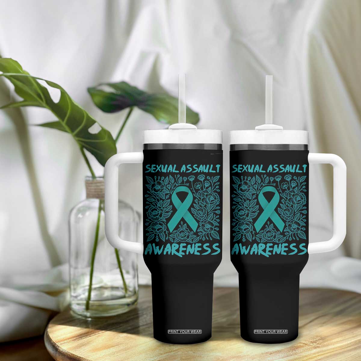 Sexual Assault Awareness Month Tumbler With Handle TS14 Print Your Wear