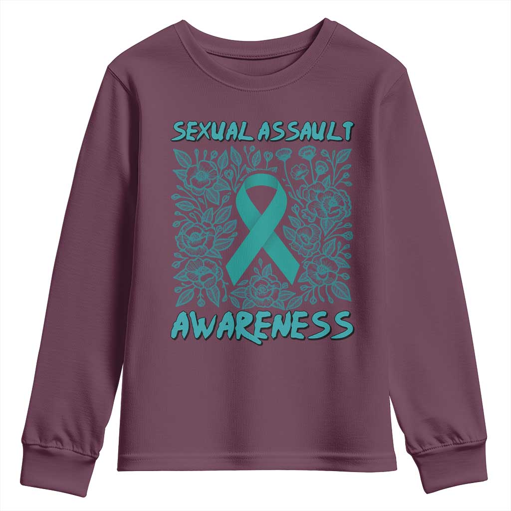 Sexual Assault Awareness Month Youth Sweatshirt TS14 Maroon Print Your Wear