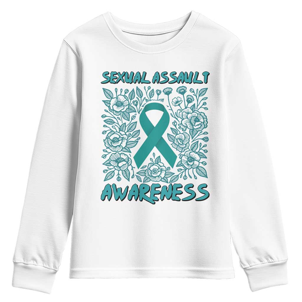 Sexual Assault Awareness Month Youth Sweatshirt TS14 White Print Your Wear