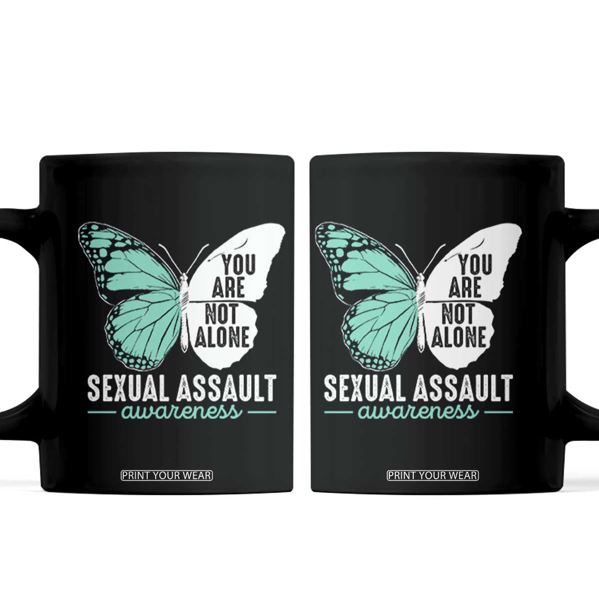 April Sexual Assault Awareness Coffee Mug Teal Ribbon Flower TS14 Black Print Your Wear