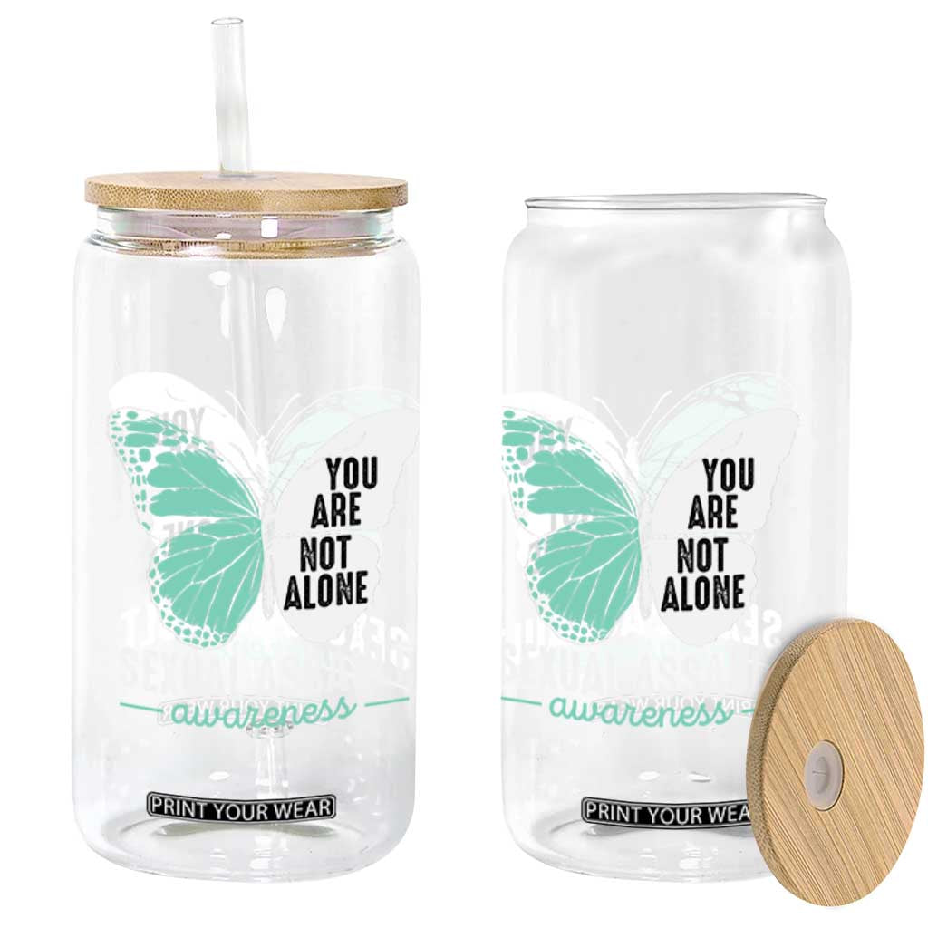 April Sexual Assault Awareness Glass Can Teal Ribbon Flower TS14 Print Your Wear