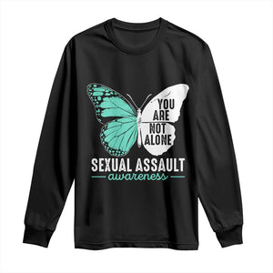 April Sexual Assault Awareness Long Sleeve Shirt Teal Ribbon Flower TS14 Black Print Your Wear