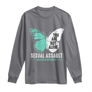 April Sexual Assault Awareness Long Sleeve Shirt Teal Ribbon Flower TS14 Charcoal Print Your Wear