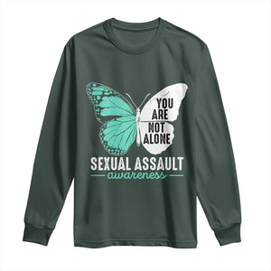 April Sexual Assault Awareness Long Sleeve Shirt Teal Ribbon Flower TS14 Dark Forest Green Print Your Wear