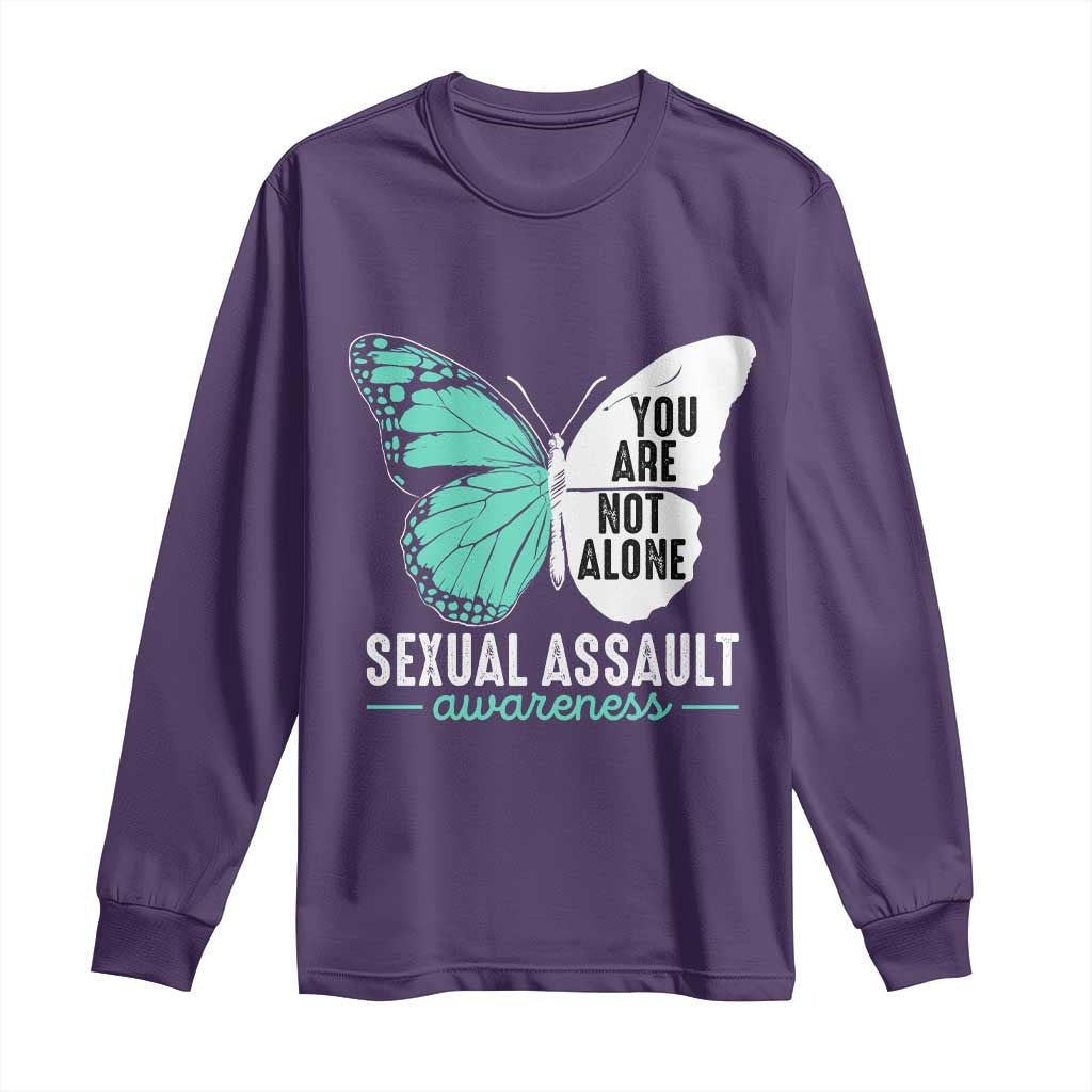 April Sexual Assault Awareness Long Sleeve Shirt Teal Ribbon Flower TS14 Purple Print Your Wear