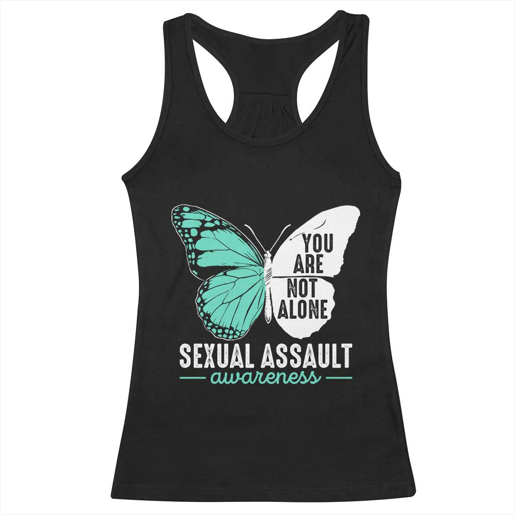 April Sexual Assault Awareness Racerback Tank Top Teal Ribbon Flower TS14 Black Print Your Wear