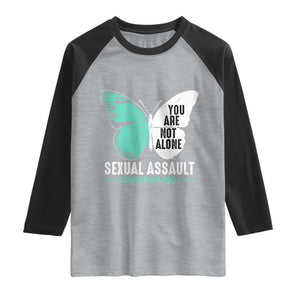 April Sexual Assault Awareness Raglan Shirt Teal Ribbon Flower TS14 Heather Gray Black Print Your Wear