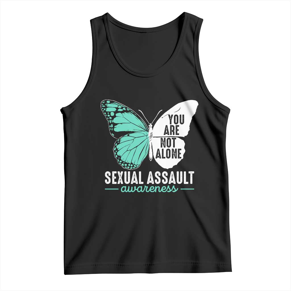 April Sexual Assault Awareness Tank Top Teal Ribbon Flower TS14 Black Print Your Wear