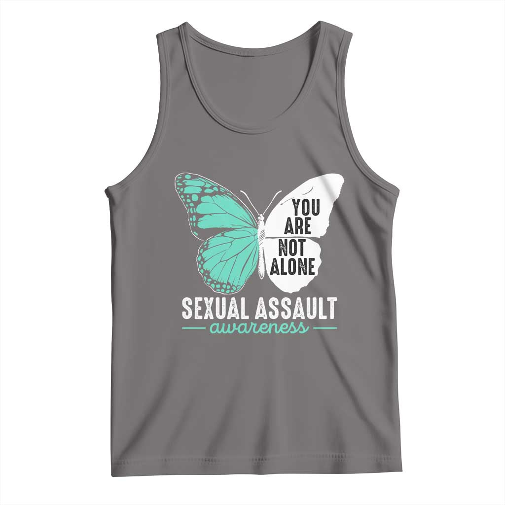 April Sexual Assault Awareness Tank Top Teal Ribbon Flower TS14 Deep Heather Print Your Wear