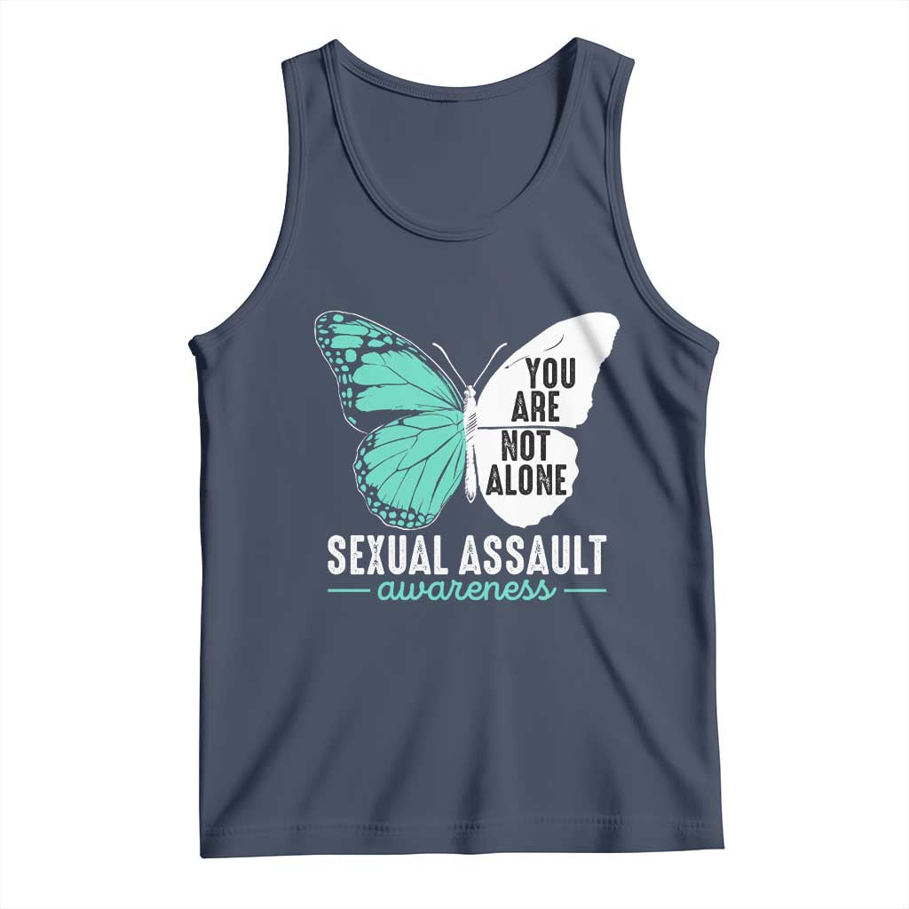 April Sexual Assault Awareness Tank Top Teal Ribbon Flower TS14 Navy Print Your Wear