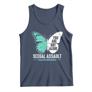 April Sexual Assault Awareness Tank Top Teal Ribbon Flower TS14 Navy Print Your Wear