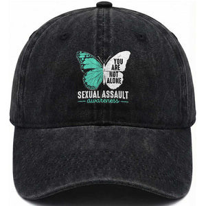 April Sexual Assault Awareness Washed Cotton Baseball Cap Teal Ribbon Flower TS14 Washed Cap Universal Fit Black Print Your Wear