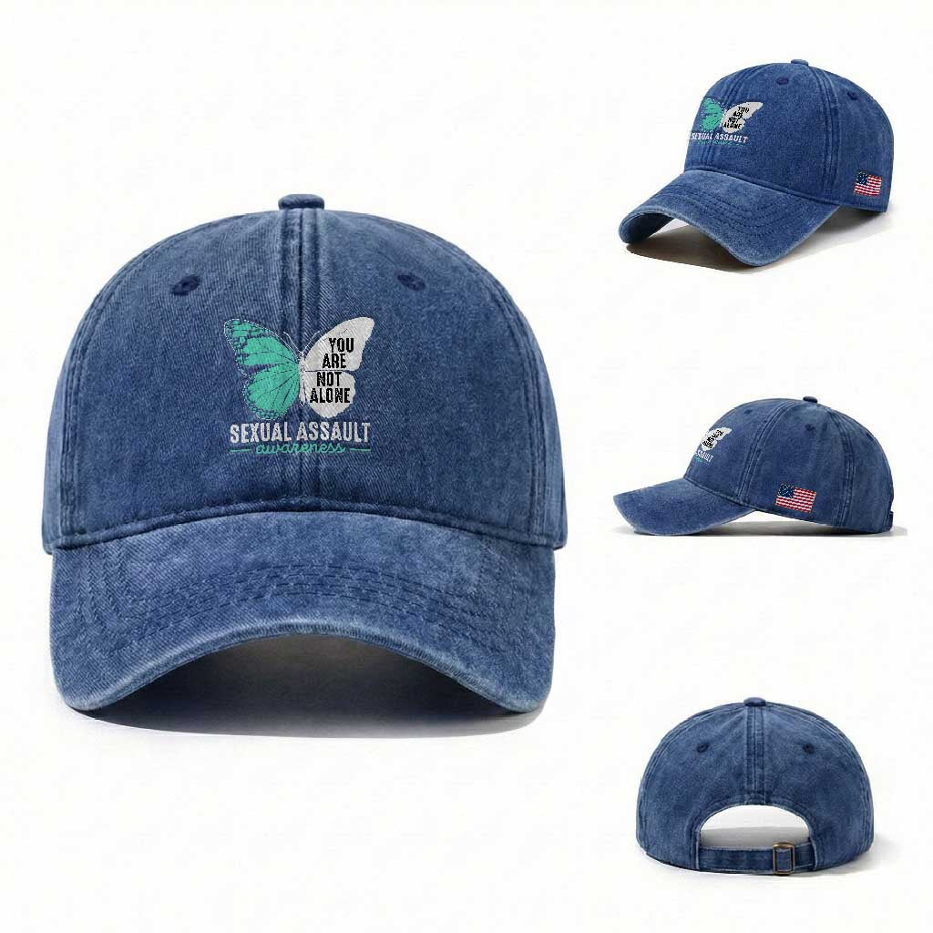 April Sexual Assault Awareness Washed Cotton Baseball Cap Teal Ribbon Flower TS14 Washed Cap Universal Fit Royal Blue Print Your Wear