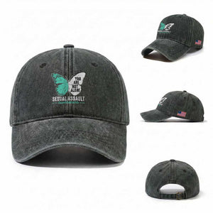 April Sexual Assault Awareness Washed Cotton Baseball Cap Teal Ribbon Flower TS14 Washed Cap Universal Fit Dark Green Print Your Wear