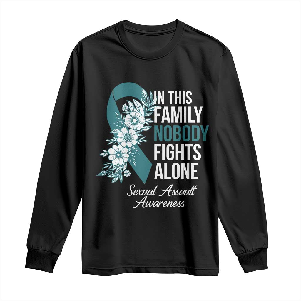 Sexual Assault Awareness Long Sleeve Shirt In This Family Nobody Fights Alone TS14 Black Print Your Wear