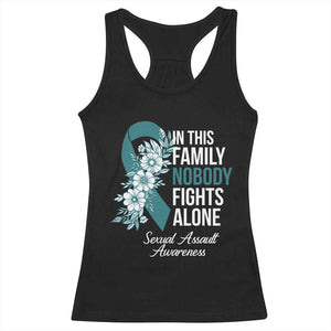 Sexual Assault Awareness Racerback Tank Top In This Family Nobody Fights Alone TS14 Black Print Your Wear