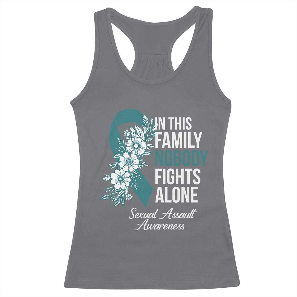 Sexual Assault Awareness Racerback Tank Top In This Family Nobody Fights Alone TS14 Charcoal Print Your Wear