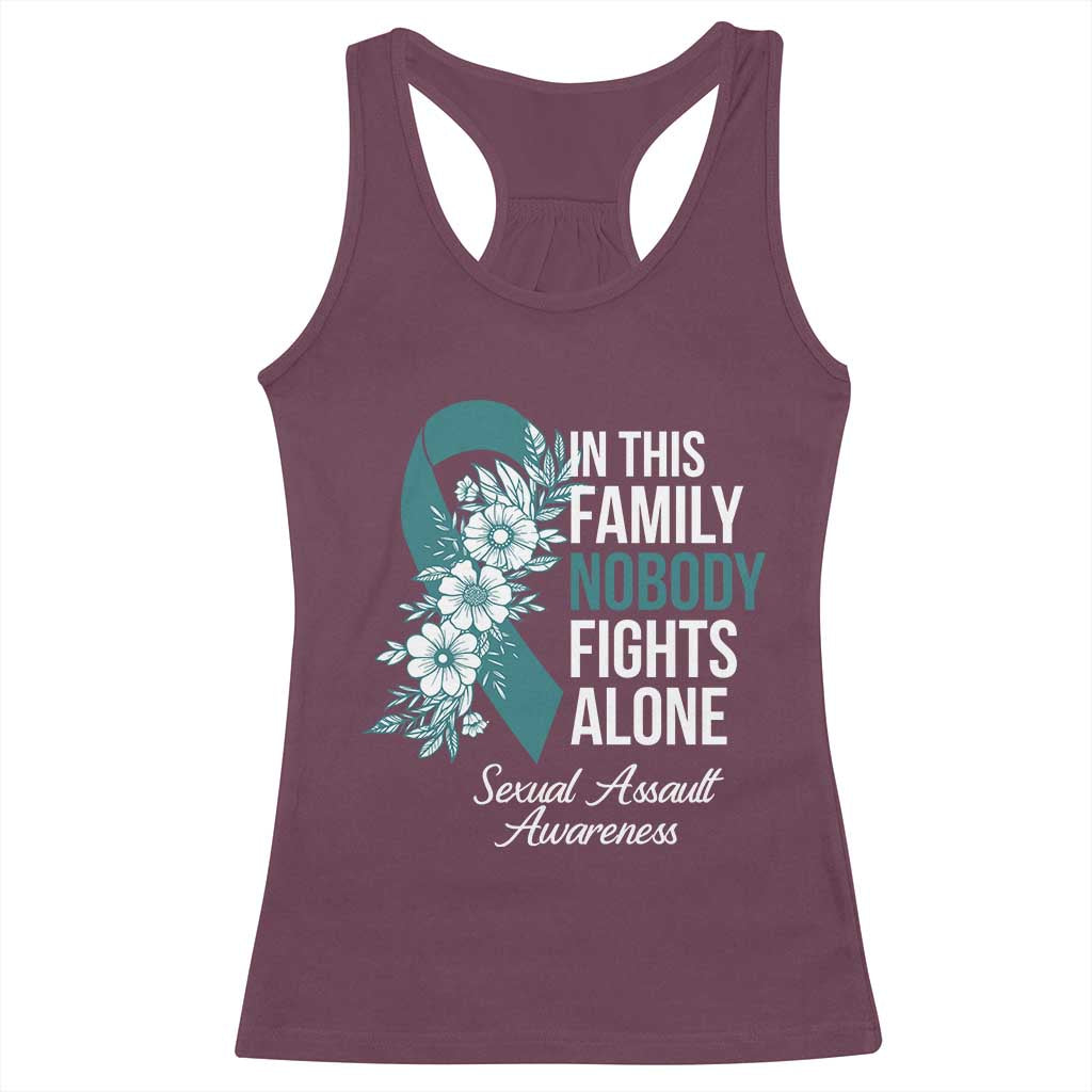 Sexual Assault Awareness Racerback Tank Top In This Family Nobody Fights Alone TS14 Maroon Print Your Wear