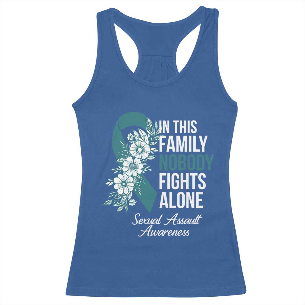 Sexual Assault Awareness Racerback Tank Top In This Family Nobody Fights Alone TS14 Royal Blue Print Your Wear