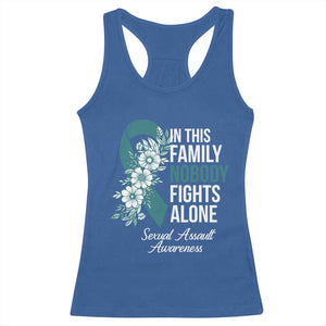 Sexual Assault Awareness Racerback Tank Top In This Family Nobody Fights Alone TS14 Royal Blue Print Your Wear