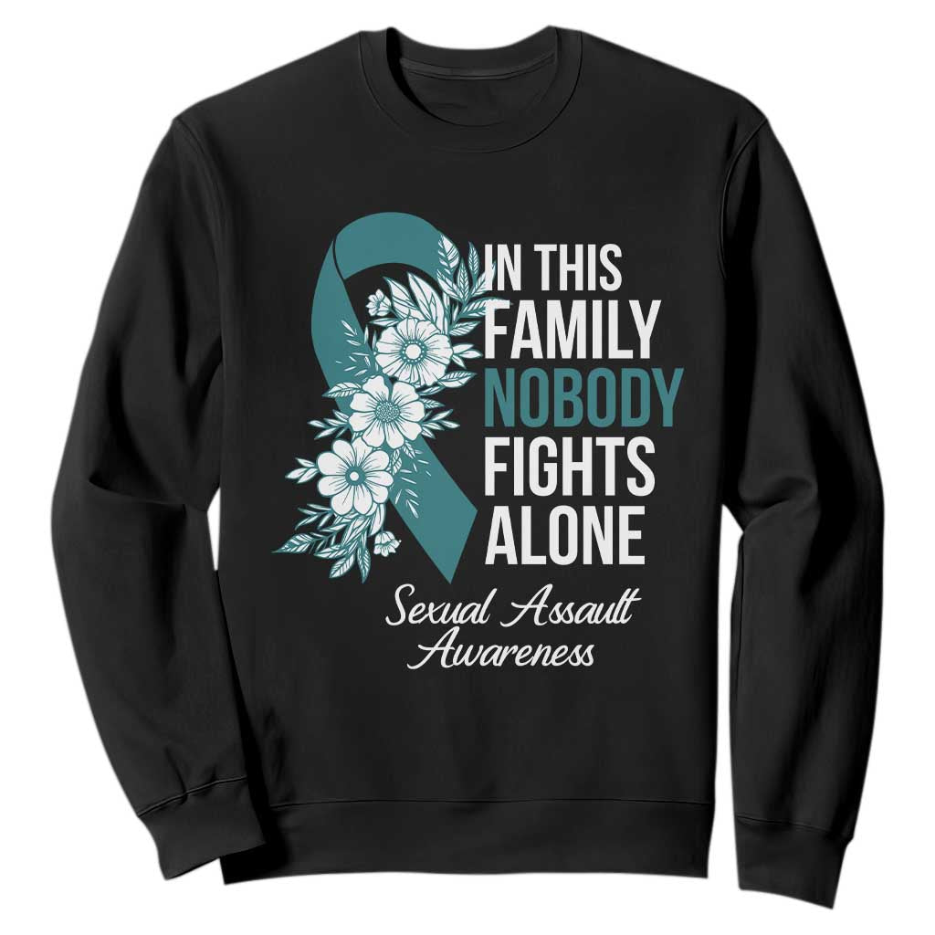 Sexual Assault Awareness Sweatshirt In This Family Nobody Fights Alone TS14 Black Print Your Wear
