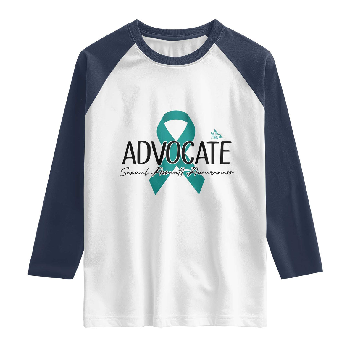 Sexual Assault Awareness Advocate Raglan Shirt TS14 White Navy Print Your Wear