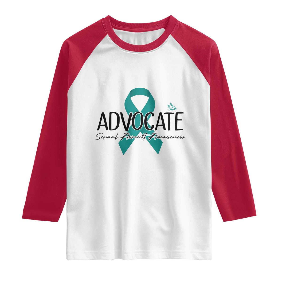 Sexual Assault Awareness Advocate Raglan Shirt TS14 White Red Print Your Wear