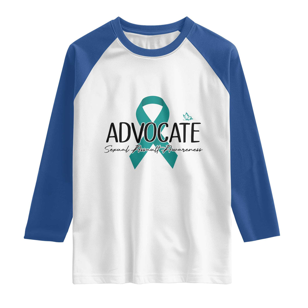 Sexual Assault Awareness Advocate Raglan Shirt TS14 White Royal Print Your Wear