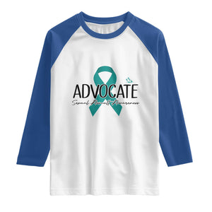 Sexual Assault Awareness Advocate Raglan Shirt TS14 White Royal Print Your Wear