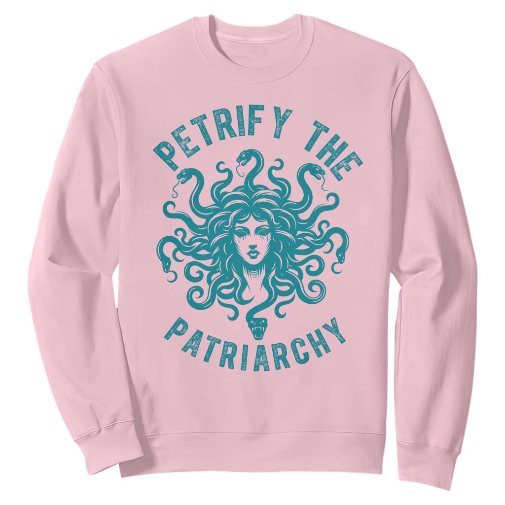 Sexual Assault Awareness Sweatshirt Petrify The Patriarchy Medusa Feminism TS14 Light Pink Print Your Wear